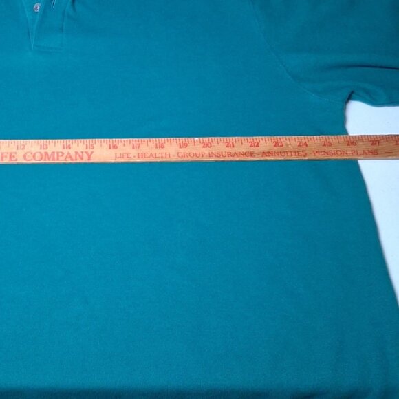 LL Bean Polo Shirt XL Tall Green Long Slv Classic Collared Preppy Woven Cotton - Picture 5 of 12